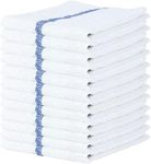 SOFT TEXTILES Kitchen Towels, Pack of 12 Bar Mop Towels -16x19 Inches -100% Cotton White Towels - Super Absorbent Bar Towels, Multi-Purpose for Home, Kitchen and Bar Cleaning (Blue)
