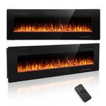 R.W.FLAME 50"/ 127cm Media Wall Electric Fireplace, Recessed & Wall Mounted with 12 Colors Flame Effect, 1000/2000W Heater, Remote Control for Living Room