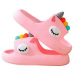 Uber World Unisex-Child Kids Rainy Monsoon Flip-Flop Sliders Soft Comfortable Indoor & Outdoor Slippers Stylish Non-Slip Slide Home Casual Cool Cartoon Cute House Chappals for Boys & Girls Pink