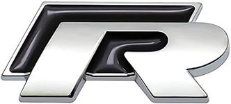 R Front Rear Badge Emblems Front Grille Bumper Rear Trunk Emblem - 3D Metal Nameplate Car Decal Logo Sticker Auto Accessories Fit For Passat Golf R Logo(Size:Rear,Color:black/Silver)