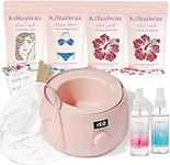 KoluaWax Premium Waxing Kit for Women - Hot Melt Hard Wax Warmer for Hair Removal, Eyebrow, Bikini, Legs, Face, Brazilian Wax - Machine, 4-Pack Beads, Accessories, Blush - Mothers Day Gifts for Mom