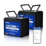DCHOUSE 2 Pack 12V 100Ah LiFePO4 Lithium Leisure Battery with Bluetooth, Low-Temp Cut-Off, 6000-15000 Deep Cycles - Ideal for Caravans, Solar, Marine, Camper, Trolling Motor, Off-Grid Systems