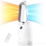 ULTTY Space Heater and Bladeless Tower Fan Combo with Remote, 80°Oscillation, 9 Speeds and 3 Heating Modes, 8H Timer, LED Display, Fast Safety Heat and Quiet for Bedroom Kitchen Office