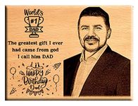 Giftanna Customized Engraved Happy Birthday Wooden Photo Frame Gifts for Father/Dad - Best Father/Dad