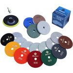 Waies 11 Packs 4 Inch Diamond Polishing Pads with 5/8"-11 Backer Pad 9 PCS Wet/Dry Polish Pad Kit for Drill Grinder Polisher 50-10000 Grit Pads for Marble Tile Quartz Granite Concrete Countertop