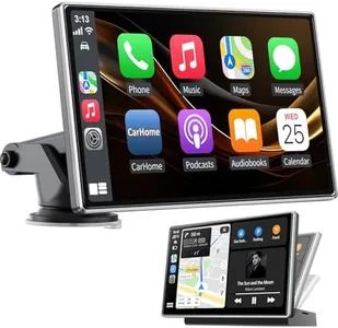 Wireless A-pple Carplay Screen for Car, 7'' Portable A-pple Carplay & Android Auto Car Play Screen, with GPS Navigation/Mirror Link/Voice Control/Bluetooth/Touchscreen Car Play