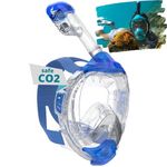 Khroom Full Face Snorkel Mask Adults and Kids 3 + | Certified CO2 Safe | Alternative to Snorkel Set | Snorkelling Equipment - Seaview Y (XS Light Blue)