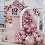 172 Pcs Metallic Hot Pink Balloons in Various Sizes 18, 10, 5 Inches with Air Pump, Hot Pink Balloon Arch Kit for Baby Shower, Bridal Shower, Wedding and Birthday Party Decoration