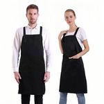 BIGHAS H Back Style Apron with Pocket for Women, Men Adjustable Large Size Comfortable, Kitchen, Home, Cooking 16 Colors (Black)