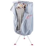 Kleeneze KL066695UKF Electric Heated Indoor Clothes Dryer - with Cover, Reduce Creases & Drying Time, 6 Heat Settings, Up to 10kg Damp Washing, 6 Arms for Hanging Washing, Compact, Aluminium, 1000W