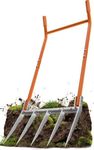 VASALAID Broadfork 5-Tine Broad Fork for Gardening Ergonomic U-Shaped Design Heavy Duty Broadfork Tool for Gardening Cultivating Farm Garden Digging Crushing Aerate Soil
