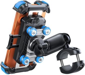 JOYROOM Motorcycle Phone Mount Holder - [Dual Vibration Dampener] 100mph Anti-Shock Phone Holder for Motorcycle [Metal Adjustment Arm] Bicycle Bike Phone Holder Mount for 4.7-7" Cell Phones, Blue