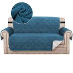 BellaHills Thick Velvet Sofa Covers Plush Couch Cover for 2 Cushion Sofa Slipcover Protector from Pets Dogs with Non Slip Backing and Wider Elastic Strap (2 Seater, Peacock Blue)