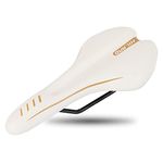 DRBIKE Comfortable Bike Seat for Men & Women, Bike Saddle with Soft Memory Foam Padded, Wide Bicycle Saddle Replacement Universal Fit for Mountain, Road, Cruiser & Indoor Bike, Waterproof, White