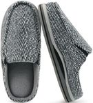ONCAI Slipper for Men with Arch Support,Cotton-Blend Memory Foam House Slippers for Men Warm Strips Fluff Plush Wool-like Clogs with Rubber Sole Spring Grey Size 7