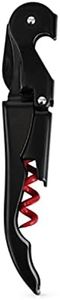 True Truetap Double Hinged Waiters Corkscrew Bottle Opener with Foil Cutter, Professional Wine Key for Servers, Black/Red