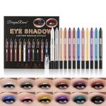 RoseFlower 12 Colors Eyeshadow Pencil Crayon Waterproof & Long Lasting Eyeshadow Stick Shimmer Cream Eyeshadow Pen Create Glitter Eye Makeup, Easy to Use, Pencil Makeup Eyeshadow Gift for Women