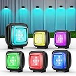 LETMY Solar Step Lights Outdoor, Unique Solar Deck Lights Outdoor Waterproof with White & 6 Fixed RGB, 3 Lighting Modes Solar Stair Lights Outdoor for Wall Railing Patio Porch Driveway Backyard(4Pack)