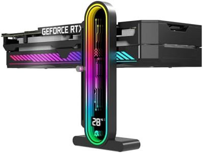 TGDGAMER ARGB GPU Support Bracket with Temperature Display（Ambient Case Temp），5V 3pin Universal GPU Bracket，Graphics Video Card Brace with Height Adjustable，DY7-Black