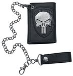 MARVEL COMICS THE PUNISHER Metal Skull Logo Trifold Wallet With Chain