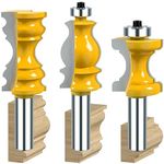 Helovmine 1/2 Inch Shank Architectural Molding Router Bit Set Crown Molding Router Bit Bullnose Bead Column Face Molding Router Bit for Woodworking Tools