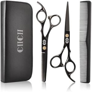 Hair Cutting Scissors Shears Kit, CIICII Professional Hairdressing Scissors Set (Hair Beard Trimming Shaping Grooming Thinning Shears) for Men Women Pets Home Salon Barber Cutting Kit