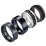 4Pcs Anxiety Fidget Ring Set Rings for Men Plaid Spinner Cool Stainless Steel Rings for ADHD Stress Relieving Fashion Wedding Promise Band Rings，9