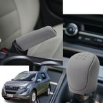 SUKICHI 2 Pcs Set Silicone Gear Shift Knob Cover Car Handbrake Cover Anti-Slip Grip Design Universal Silicon Cover for Car (Grey)