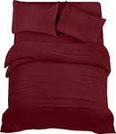 Utopia Bedding 4 Piece Double Bedding Set - Duvet Cover, Fitted Sheet with Pillow cases - Soft Brushed Microfiber (Burgundy)