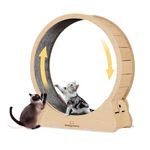 Homegroove Cat Treadmill Wheel, 45" Large Cat Exercise Running Wheel with Carpeted Runway, Fitness Weight Loss Device, Cat Sport Toy for Kitty’s Longer Life, Natural Wood Color(XL)