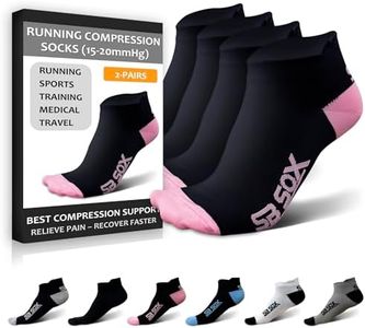 SB SOX Low Cut Athletic Socks – Compression Ankle Socks for Men & Women – 2 Pairs (US, Alpha, Medium, Regular, Regular, Black/Pink)