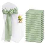 Lykoow 60 Pieces Satin Chair Sashes Sage Green Satin Chair Sashes Chair Sashes Chair Sashes Chair Decorative for Wedding Reception Party Hotel Home Kitchen Decoration (Sage Green)