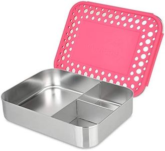 LunchBots Bento Trio Large All Stainless 3 Section Food Container for Adults and Children (Pink)