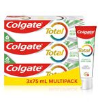 Colgate Total Advanced Deep Clean Toothpaste, 3 x 75 ml | Fluoride toothpaste | 24-hour bacterial defence* | Advanced cleansing technology with amino and zinc| Mint toothpaste | Fresh breath