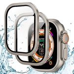 Suoman 2-Pack Tempered Glass Screen Protector for Apple Watch Ultra 2/ Apple Watch Ultra 49MM, Full Coverage Ultra-thin for iWatch Ultra 2/1 49MM Waterproof Aluminium alloy Cover Screen Protector Cover