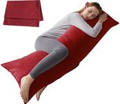 ELNIDO QUEEN Body Pillow with Pillowcase-Soft Long Bed Pillow for Adults-Breathable Full Body Pillow Insert for Sleeping,20x54inches-Wine Red