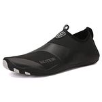 ShebSheb Beach Water Shoes for Man,Slip-On And Non Slip Black Aqua Swimming Shoes for Pool Sea Rubber Sole, Black, 9.5 UK