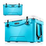 35 Quart Portable Cooler Box - Lightweight Heavy-Duty Travel Ice Cooler with 2-Way Handles, Drain - 5 Days Ice Retention, Holds 63 12-Ounce Cans & 2-Liter Bottles - SereneLife SLCB35BL (Blue)