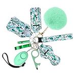 Brifit 10 PCS Safety Keychain Set for Women and Kids,Loud Security Alarms Keychain with LED Light, Self Defense Keychain Set with Safe Sound Personal Alarm, Whistle, No Touch Door Opener (Green)