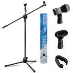 Youyijia Microphone Stand Straight Collapsible Studio Holder with Tripod Base Adjustable for Musicians Stage Party 73-175cm