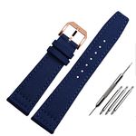 SKM Nylon Watch Band for IWC Portuguese Pilot Series 20mm 21mm 22mm Wristwatches Band Canvas Bracelet Black Blue Green Watch Strap (Color : A-Blue-Rosegold, Size : 21mm)