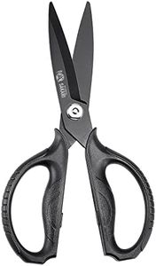 MITSUMOTO SAKARI Japanese Kitchen Scissors All Purpose, Black Titanium Plated Heavy Duty Kitchen Scissors, Multipurpose Cooking and Herb Scissors with Micro Serrated