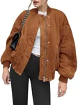 Yousify Women's Down Jackets & Parkas Zip Up Long Sleeve Fall Coats Casual Puffer Jacket Brown L