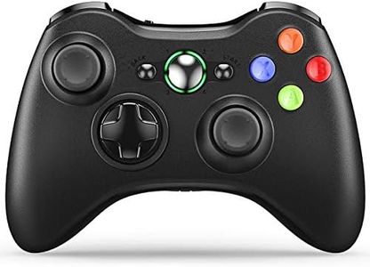 VOYEE Wireless Controller with Receiver Compatible with Microsoft Xbox 360/Slim/Windows 11/10/8/7, with Upgraded Joystick/Dual Shock (Black)