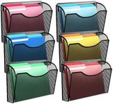 MINDEPOT Mesh Hanging Wall File Holders, Vertical Mounted File Holder，Wall Basket Mail Organizer for Office, Home and School (Black 6Pack)