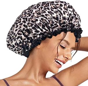 Aquior Shower Cap, Shower Cap for Women Reusable Waterproof, Large Bath Hair Cap for All Hair Lengths, Ladies, Men and Kids (Leopard)