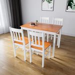 ELEGANT Solid Wooden Dining Table and 4 Chairs Set Dining Kitchen Furniture - Honey, Natural Pine