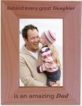 CustomGiftsNow Behind Every Great Daughter is an Amazing dad - Engraved Wood Picture Frame (4x6 Vertical)