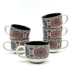 AMAZECART Ceramic Hand Made Designer Tea/Coffee Mugs With Special Transfer Work Set Of 6 Pcs (Atc-04), 150 Ml