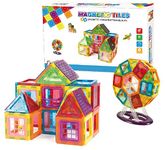 RVM Toys 3D Magnetic Tiles (70 Pieces) Kids Magnet Building Block Tiles Set Construction Game Puzzle for Boys and Girls Multicolor